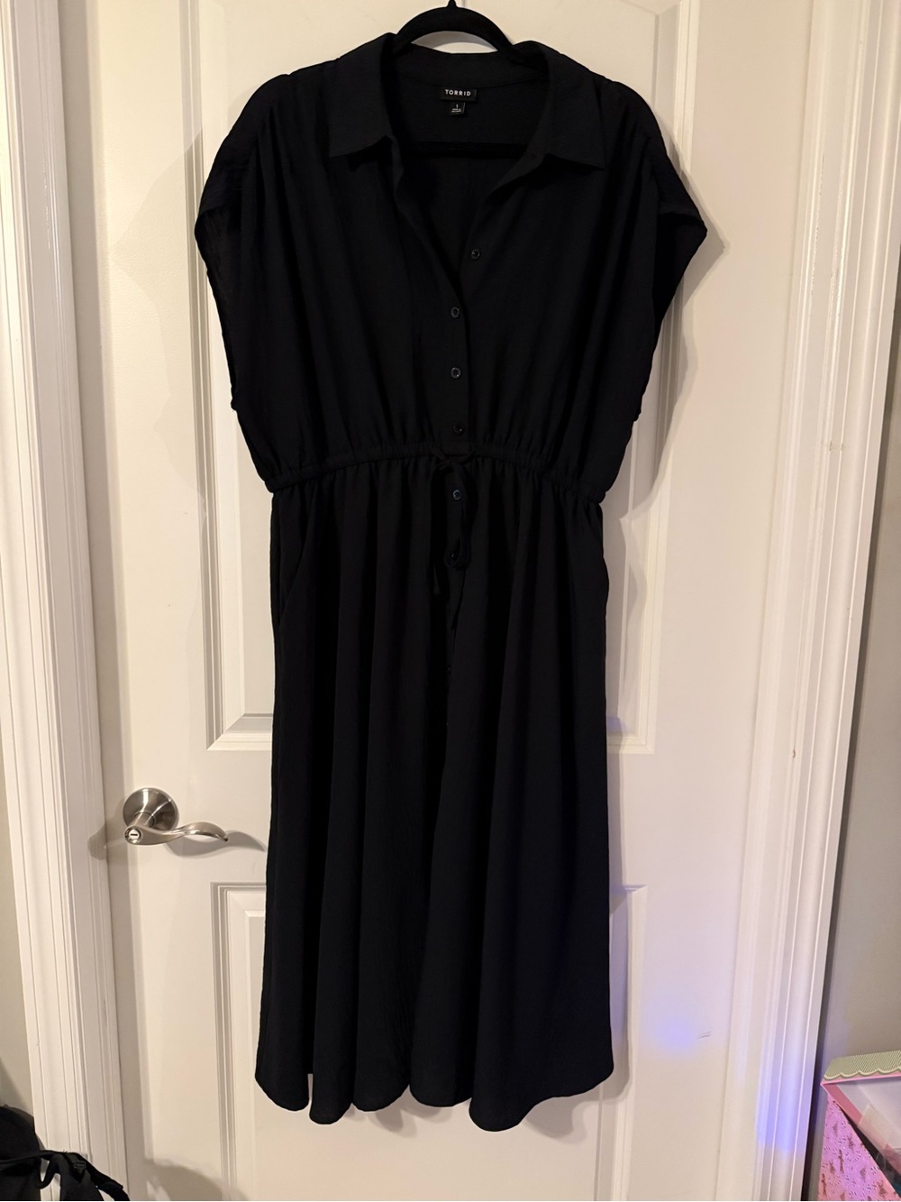 torrid Black Button-Front Midi Shirt Dress